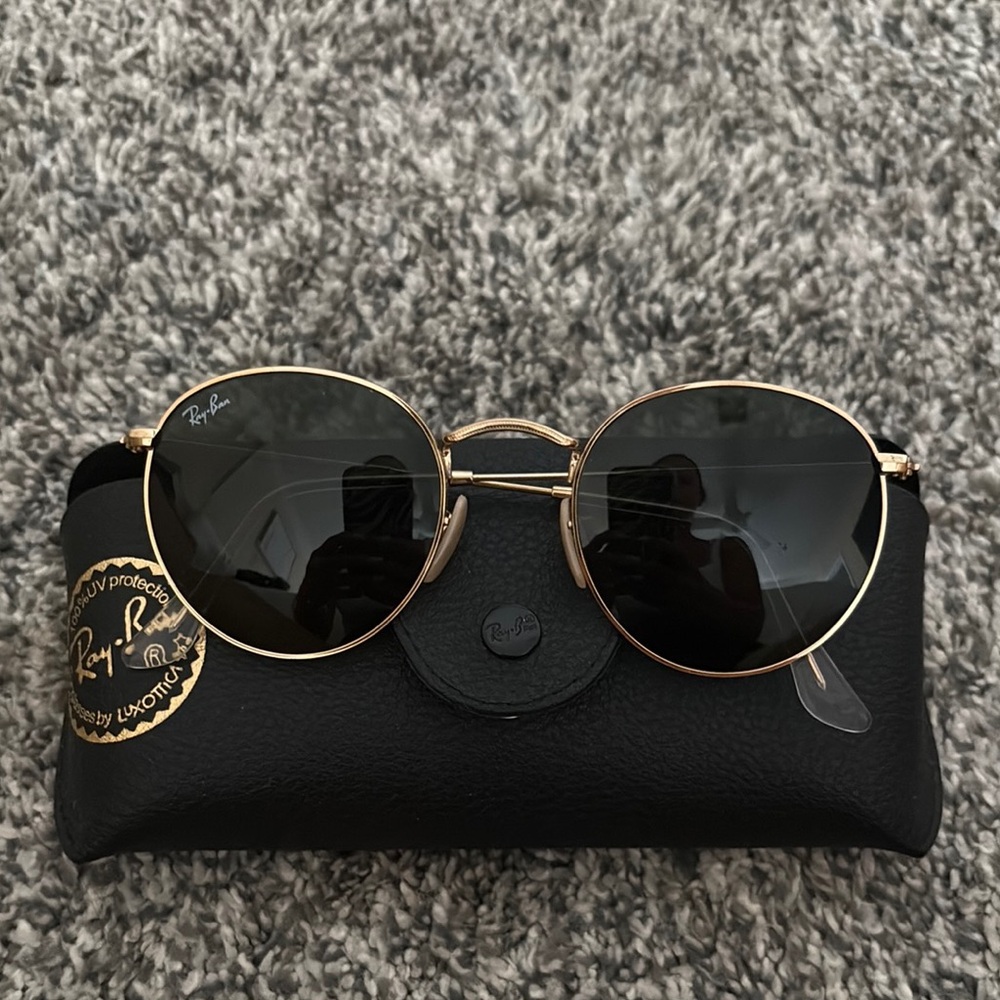 Ray-Ban Gold and Black Vintage-Inspired Sunglasses